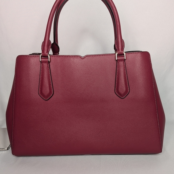 Kate Spade New York Tippy Structured Triple Compartment Leather Satchel Burgundy - Picture 4 of 16